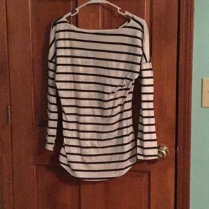 Black and white striped women’s long sleeve  shirt